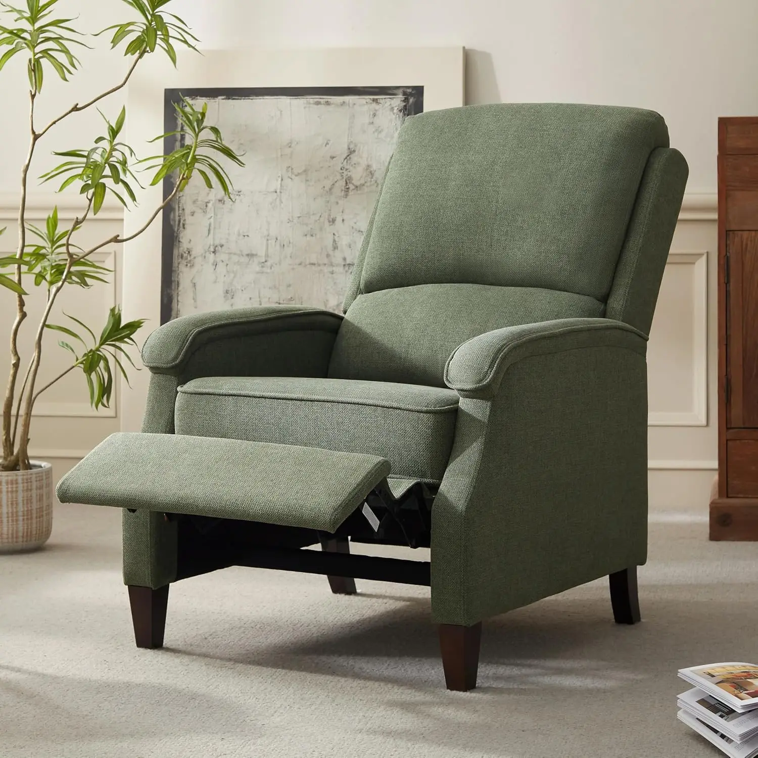 Customized Fabric Recliner Chair with Soft Armrest Adjus  Push Back Lumbar Support for Home Theater Living Room Bedroom