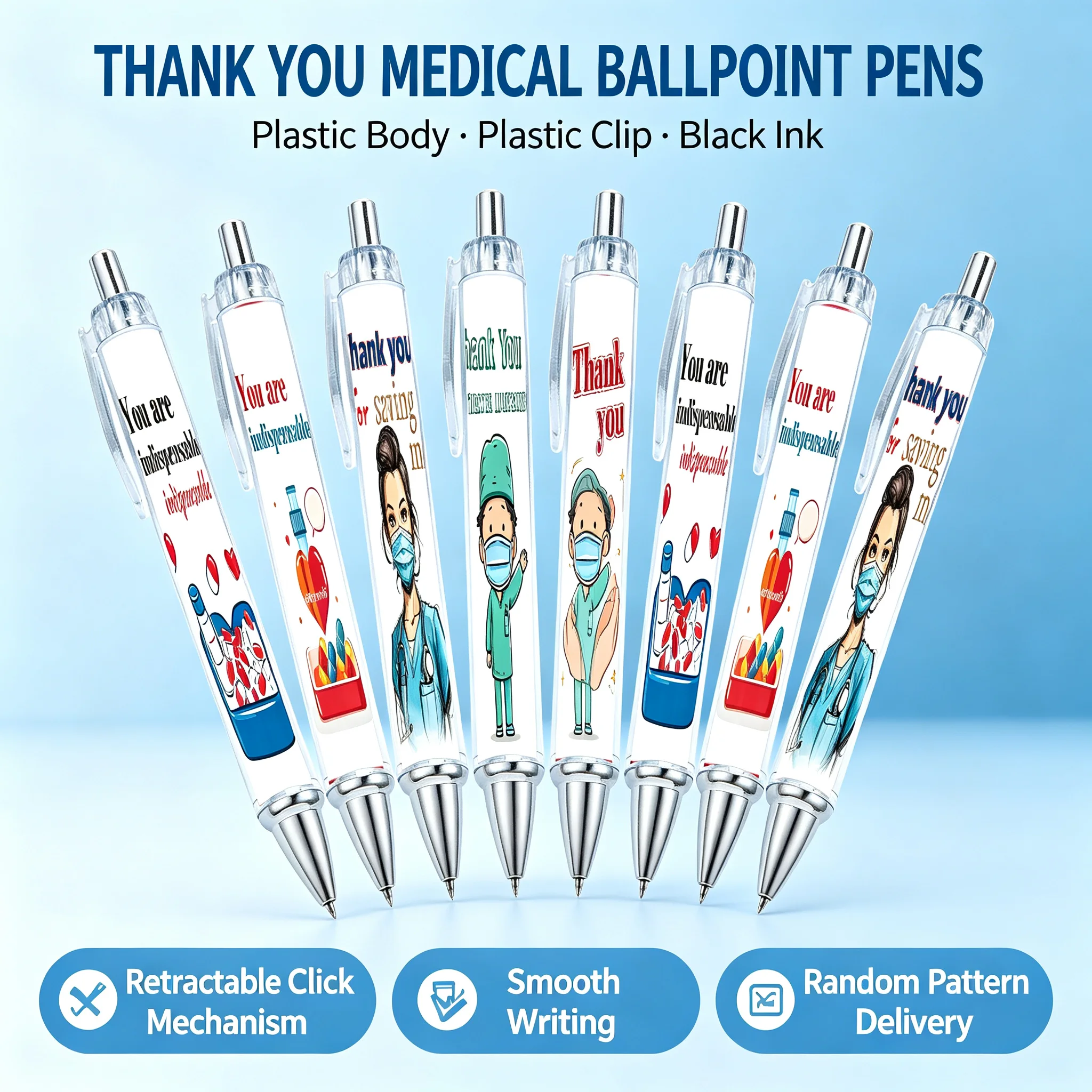 8 uds. de bolígrafos redondos  - Stationery Supply Business reseña y precio