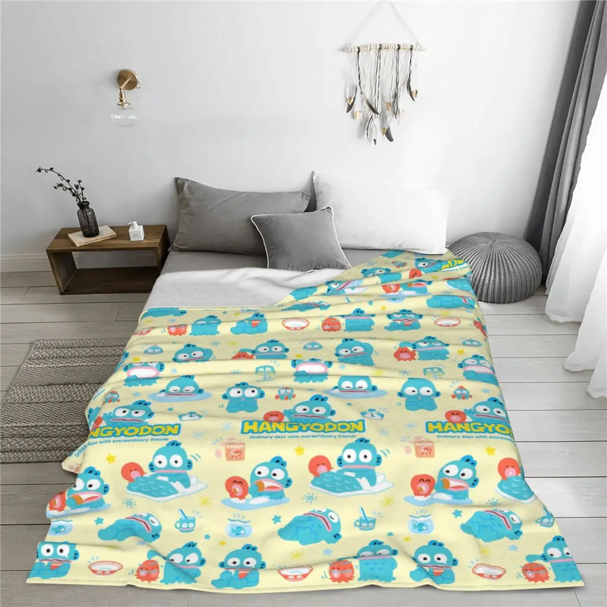 Hangyodon Sayuri Daily Life Plush Blanket Cute Kawaii Cartoon Awesome Throw Blanket for Bed Sofa Couch 125*100cm Bedspread