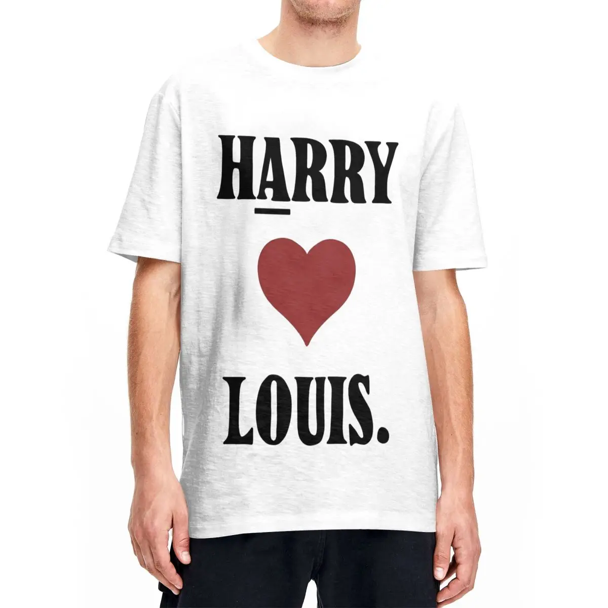 Harry Loves Louis T-Shirt Tomlinsoned Punk Harajuku T-Shirts Short-Sleeved Y2K Funny Tshirt Cotton Crewneck 4XL 5XL 6XL Clothing