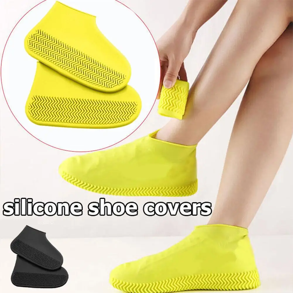 Couvre-bottes de pluie imperméables, anti-ald, épaissi, résistant à l'usure, universel, adulte, enfants, couvre-chaussures en silicone, S3L0