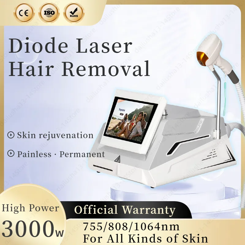 

808nm Laser Diode Professional Hair Removal Machine Skin Rejuvenation Beauty Salon Equipment 3000W Machine For All Kind Removal