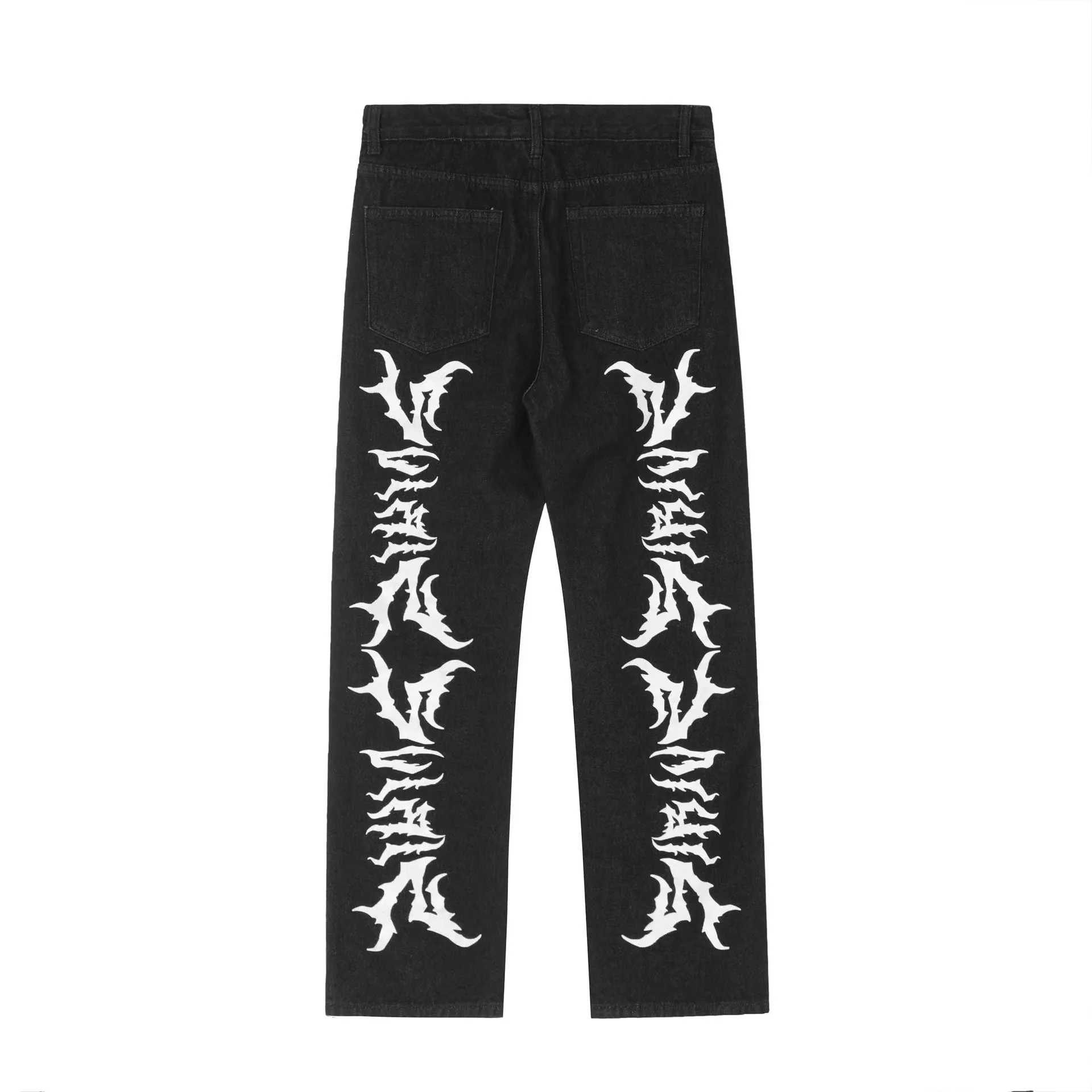 American Goth Anime Print Oversized Jeans Men Y2K Street Hip-Hop Loose High Waist Straight Leg Wide Leg Pants Unisex Style 2024