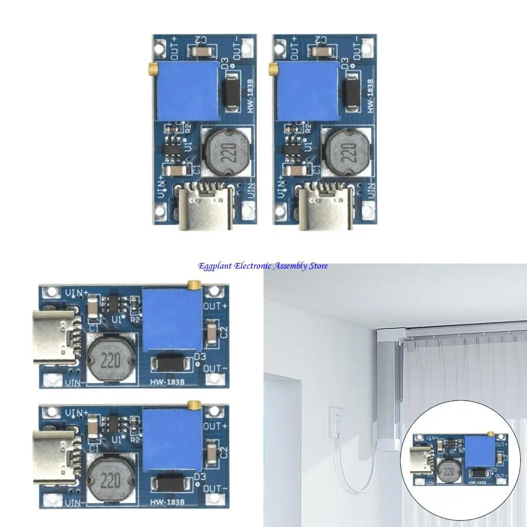 E28D 2pcs Small Adjustable Micros /TYPE C Module for Various Electronic Devices and Power Need 2A Most Output Current