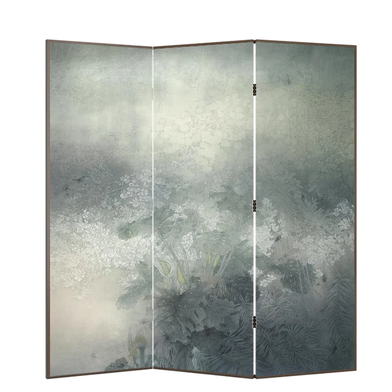 

Solid wood screen partition living room foldable mobile home blocking sofa background wall decoration abstract folding screen