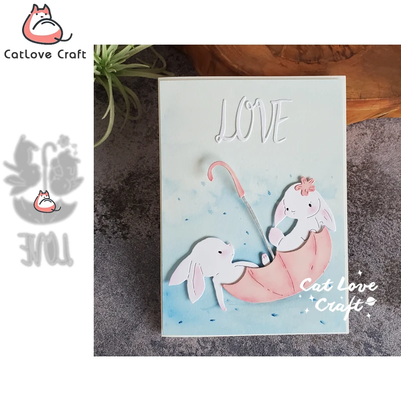 Catlove Regenschirm Kaninchen Hase Tier Metall Stanzformen Scrapbooking Schablone Stanzformen Kartenherstellung Handwerk Prägung Neue Stanzformen 2023