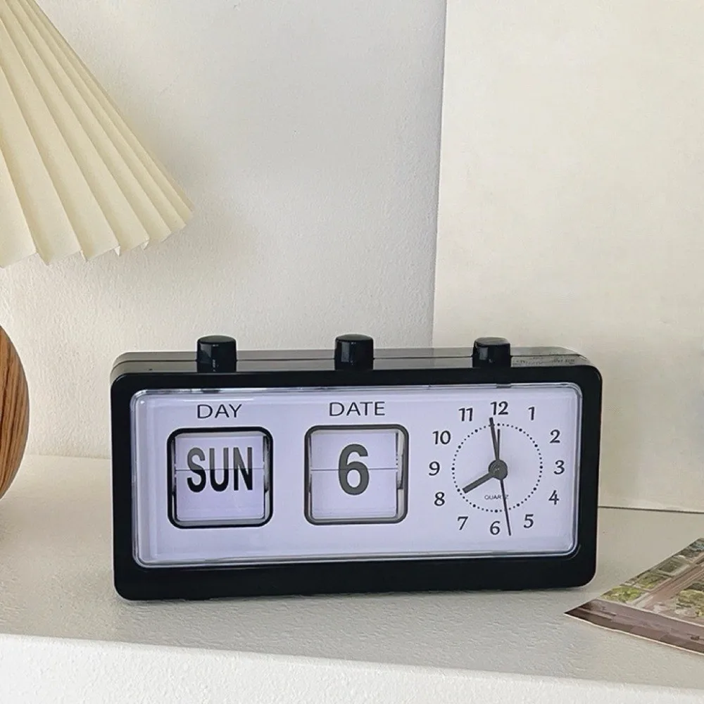 Reloj electrónico Manual con calendario volteador de página, fecha, semana, pantalla de escritorio, despertador mecánico, multifuncional, Vintage