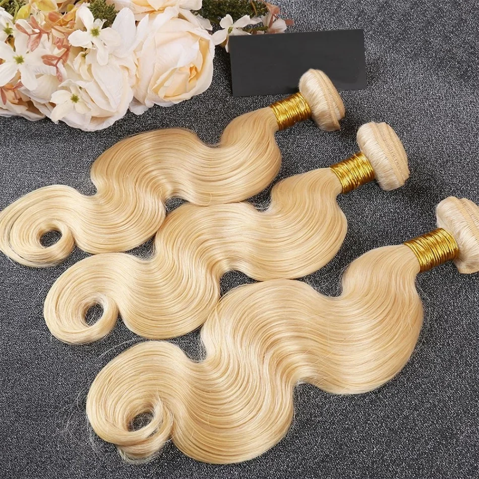 613 Body Wave Blonde Bundles Human Hair 10-30 Inch Unprocessed 16A Grade Brazilian Virgin Hair Bundles 3C4A Bundles Human Hair 613 Blonde Bundle Versatile Styling For Women