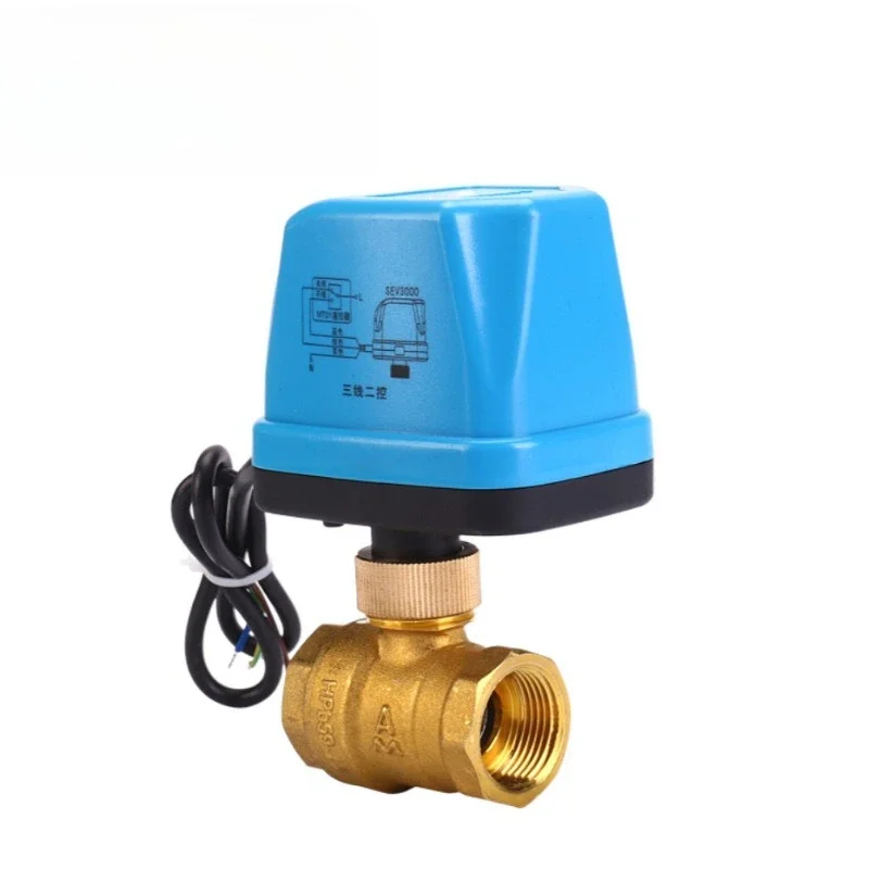 Brass central air conditioner electric two-way ball valve DN15DN20DN25 four points and six points one inch intelligent