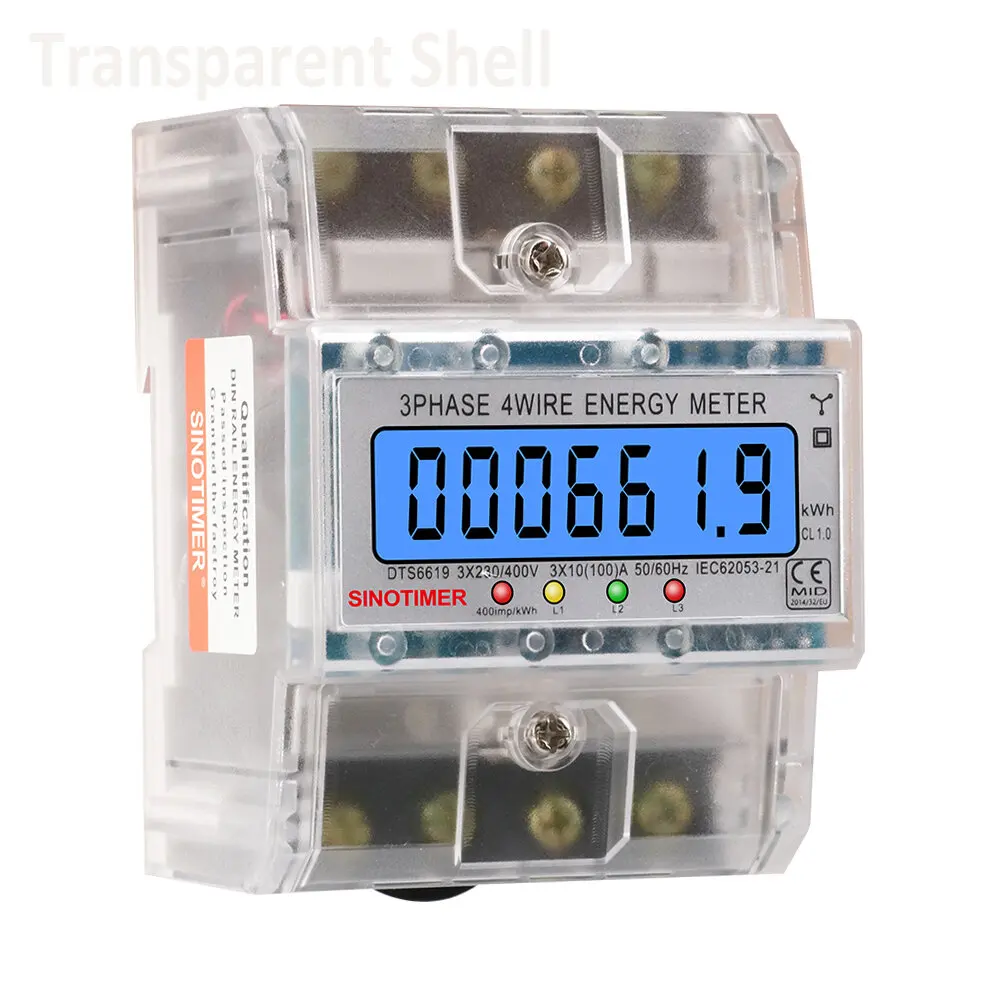 100A LCD Digital Display with Backlight Power Meter in Energy Meters Smart Electric Meter 3 Phase Kwh Meter DTS6619