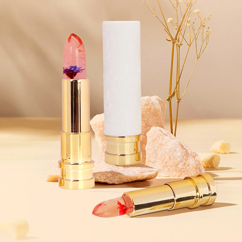 KAN Beauty Lipstick Moisturizing Long Lasting Flower Crystal Jelly Lipstick Magic Temperature Color Changing Lip Balm Makeup