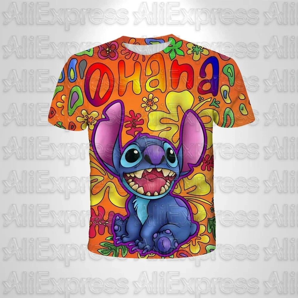 MOTO Anime Stitch Cartoon MensT-셔츠 귀여운 코스프레 옷 아동용 티셔츠 소년 소녀 캐주얼 반팔 여름 통기성