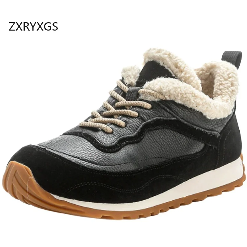 

ZXRYXGS кроссовки из натуральной кожи на шнуровке, трендовая женская обувь, осень-зима 2026, зимние кроссовки, зимняя обувь