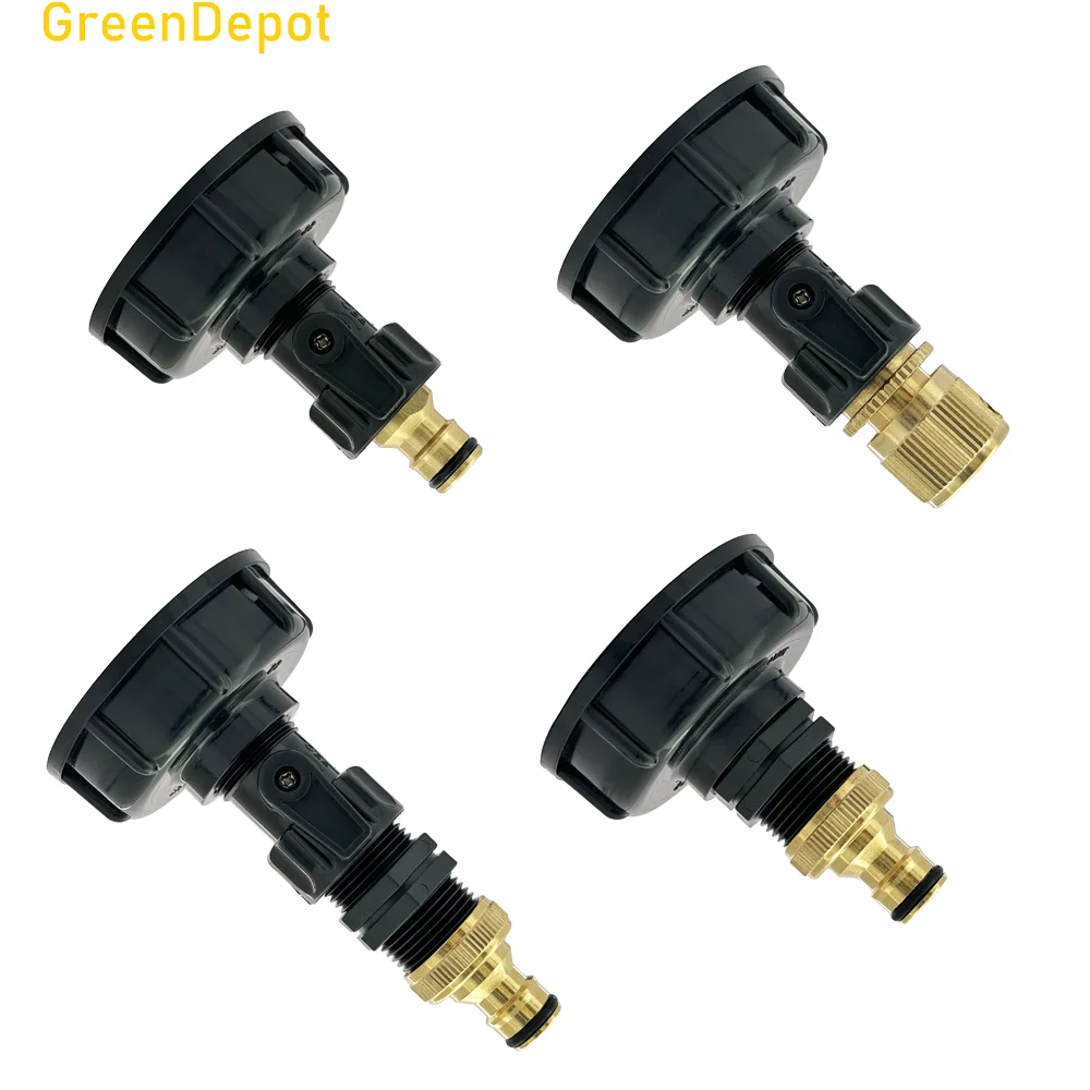 

IBC Tank Adapter with Coarse Thread S60*6 3/4'' to Solid Brass Quick Connection Valve for Garden Watering Hose, Rain Barrels