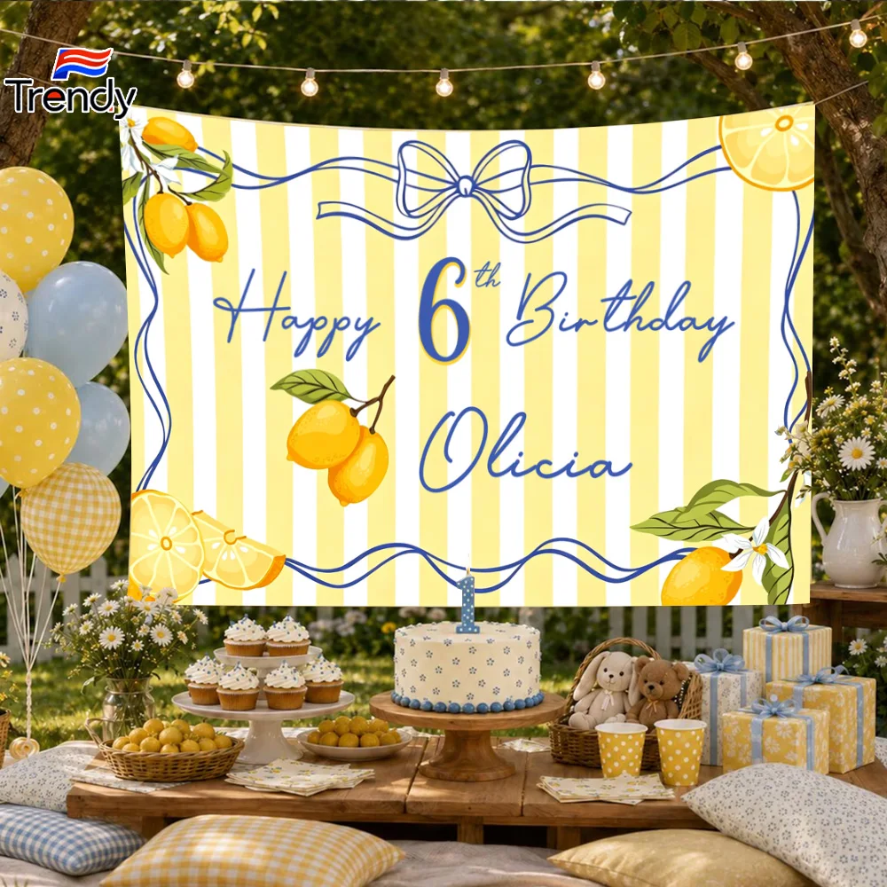 La Dolce Vita Birthday Banner Custom Name Girl Personalized Lemon Birthday Backdrop Gift Decoration Sweet Party Background 10th