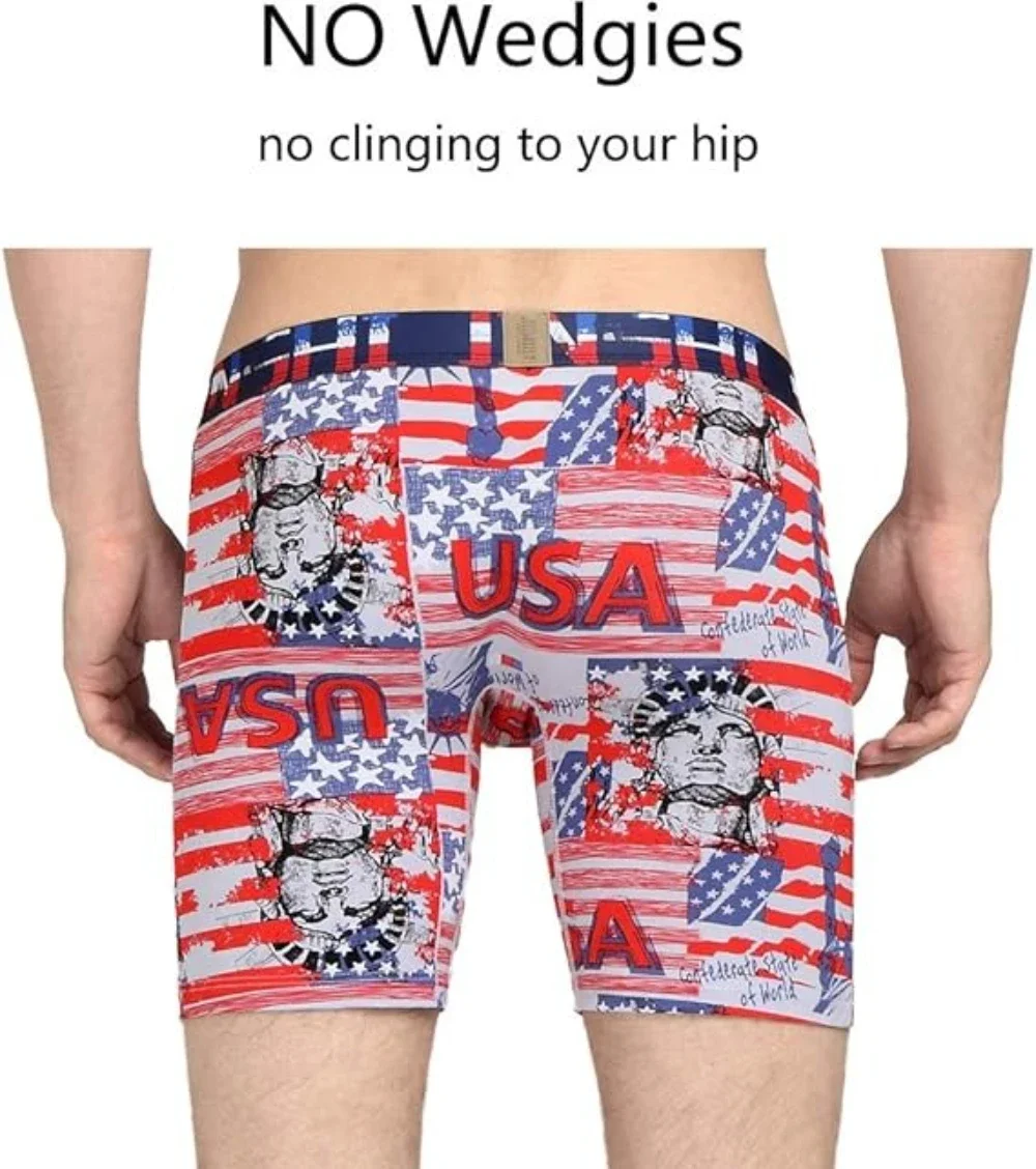 Jinshi Men's Long Boxer Briefs Comfort Breathable Soft Bamboo Underpants Boxer Shorts for Men