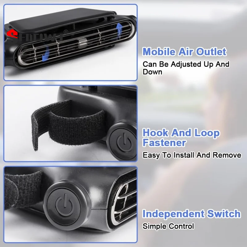 جديد شحن نموذج سيارة مسند الرأس مروحة تبريد الهواء 3 سرعات قابل للتعديل سيارات الرقبة برودة المشجعين المحمولة الجبهة الخلفية مقعد التهوية