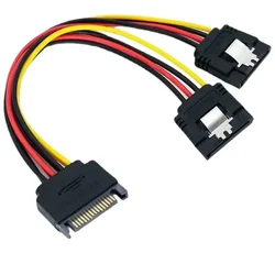 SATA Power Y Splitter Cable 15 Pin SATA Male to Dual 15 Pin Female Power Cable 20CM Sata Extension Cord For HDD SSD Hard Disk