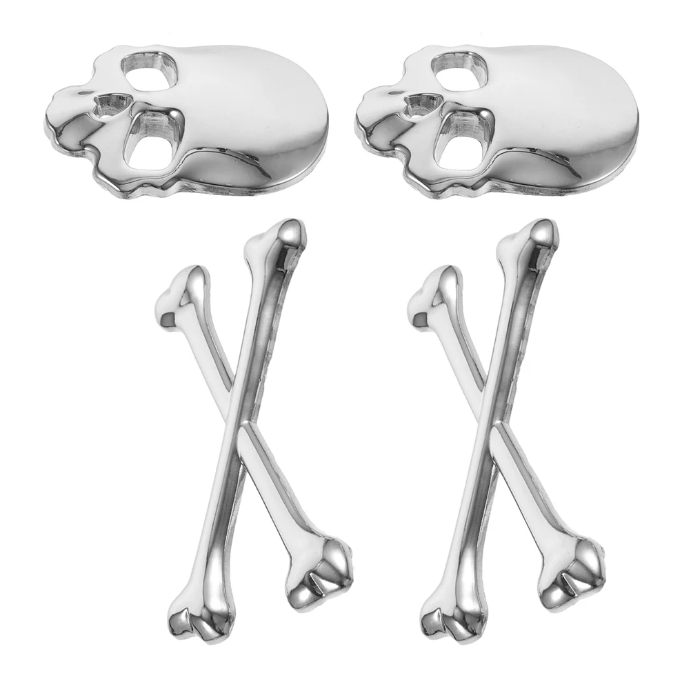 

2pcs Metal Skull Car Logo Stickers Durable 3D Design Universal Cool Style Automotive Exterior Badges Emblems Decals