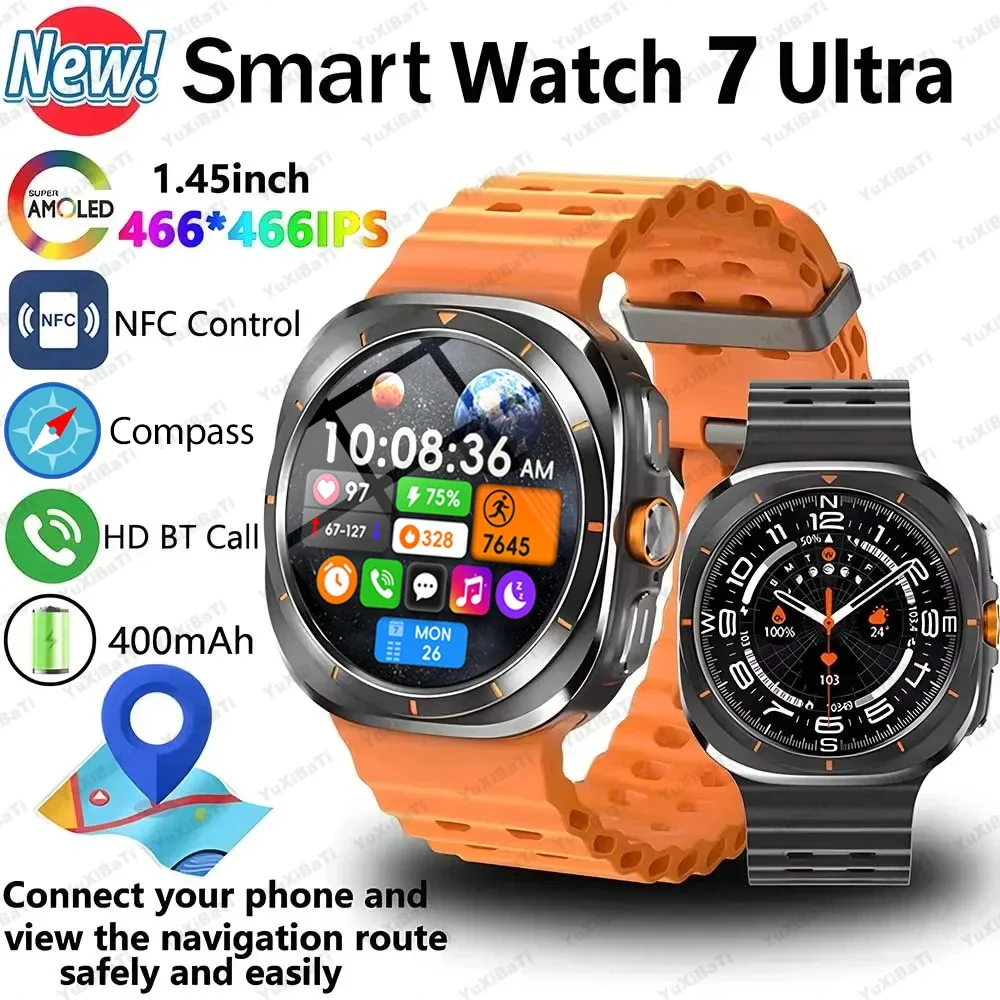 

2025 Новые часы 7 Ультра Смарт-часы IP68 Водонепроницаемые Bluetooth Компас для вызова GPS Трек Смарт-часы Мужчины Женщины 1,43 "Экран AMOLED NFC