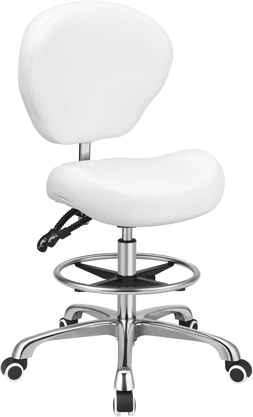 Kaleurrier Adjustable Height Drafting Stool Drafting Chair with Backrest & Foot Rest,Swivel Rolling Stools for Work Studio Denta