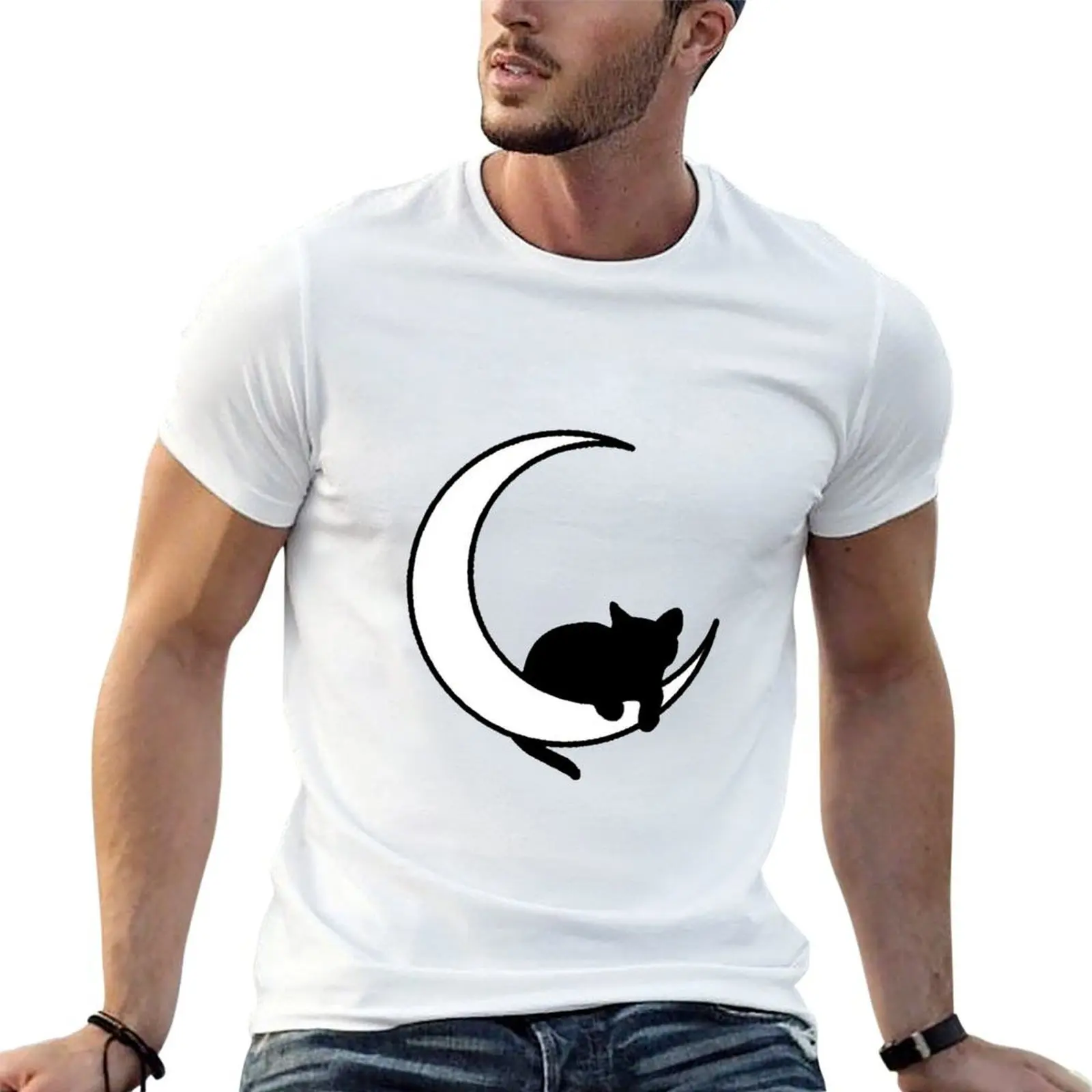 

t T-Shirt funny luxury t Moon cotton t man shirt Cat shirts humor dark man shirt +