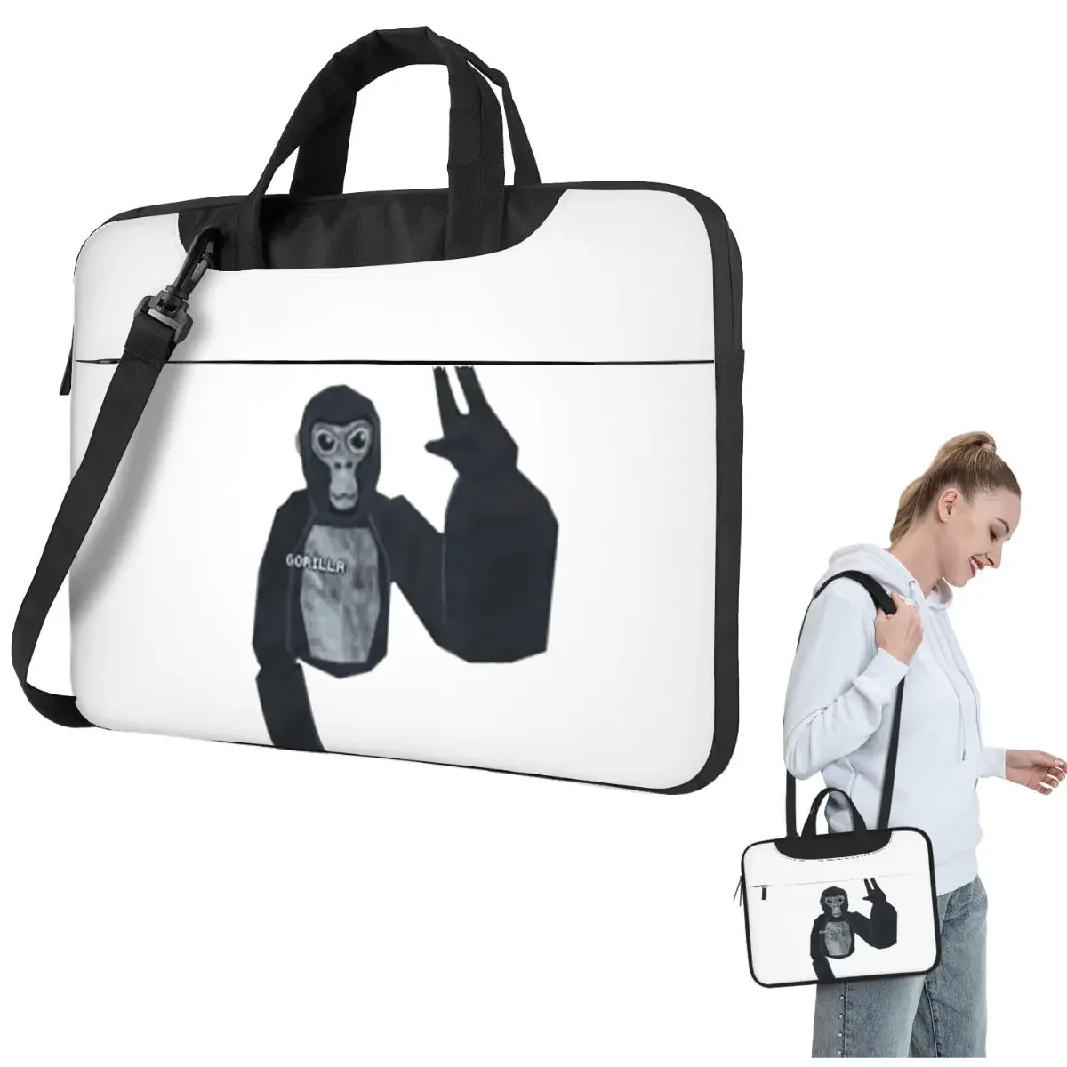 Gorilla Tag Monkey Crossbody Laptop Bag Case Computer Bag Resistant Protective Notebook Pouch for Macbook Pro