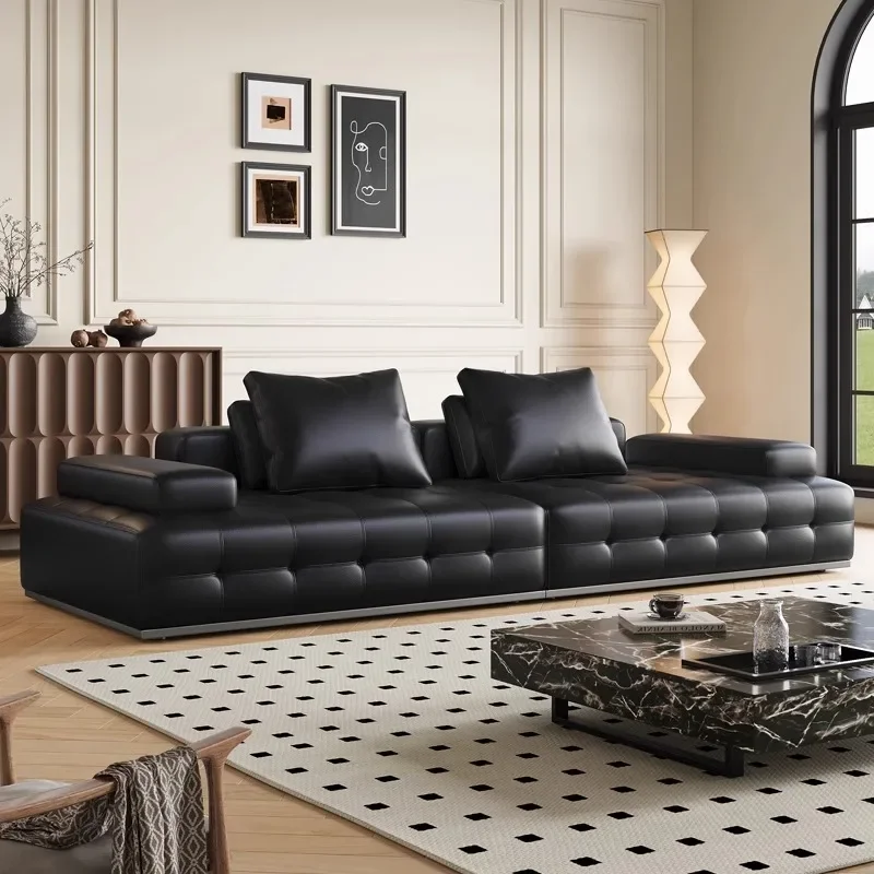 

Medieval Bauhaus stainless steel leather sofa Internet celebrity living room household small apartment soft furniture