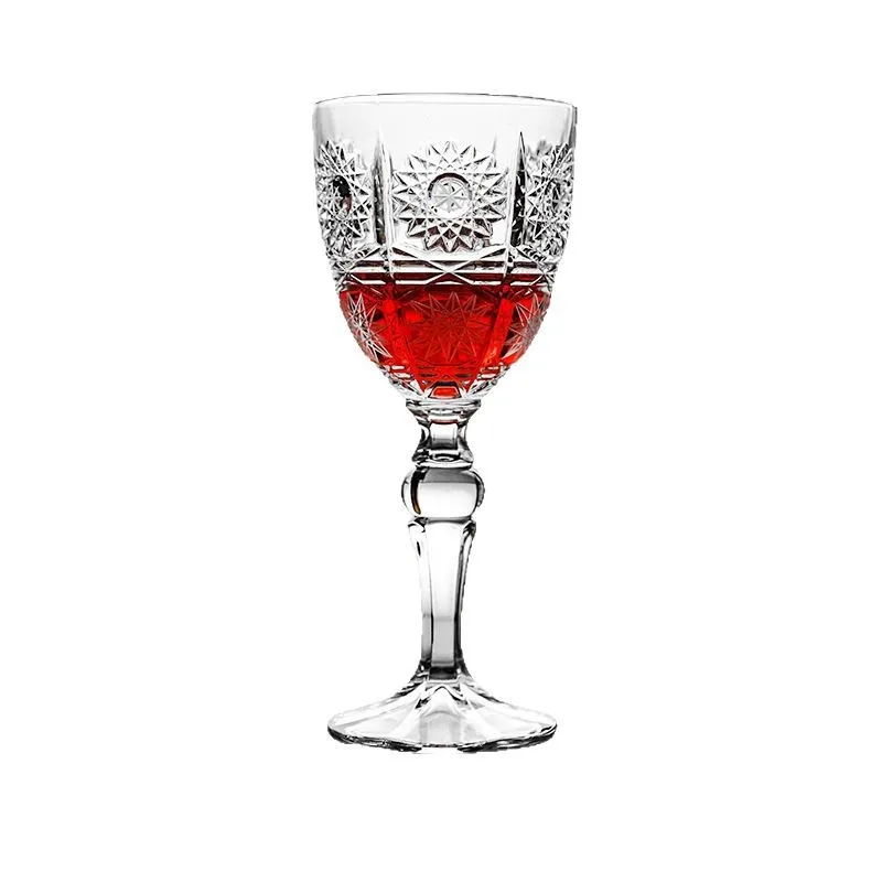 

Crystal glass hand-cut engraved retro wine glass