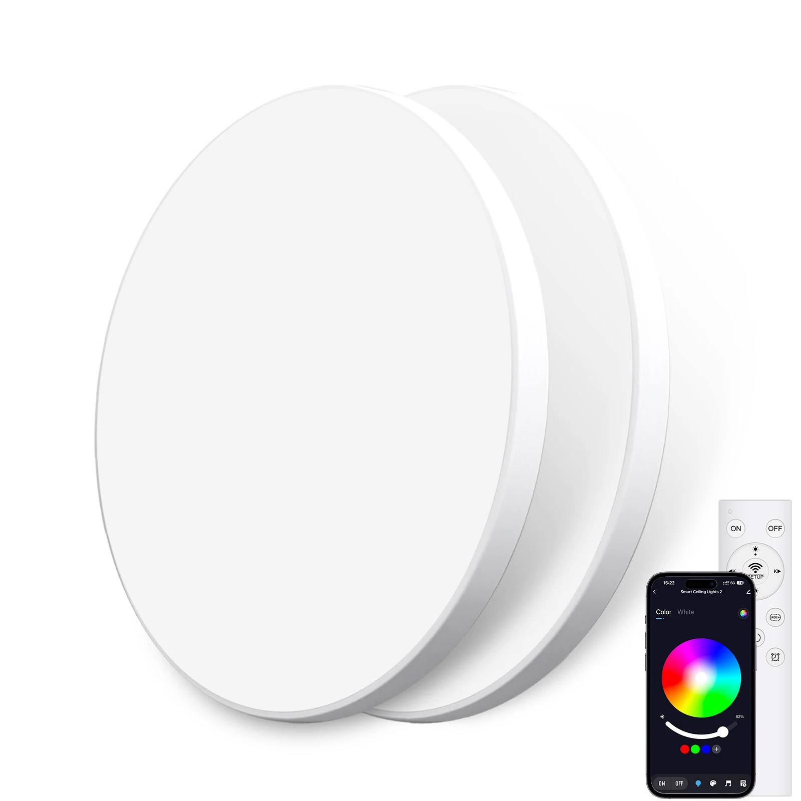 24W RGB LED-Deckenleuchte mit Fernbedienung und App-Steuerung, dimmbar 2700–6500K, Farbwechsellampe für Schlafzimmer, Wohnzimmer, Ø30cm