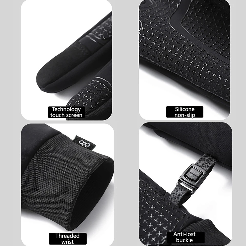 GTUBIKE Guanti caldi da donna invernali da uomo Guanti touchscreen impermeabili antivento Sport all'aria aperta Corsa Ciclismo Guanti da sci