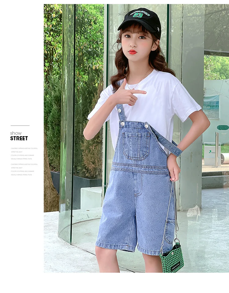 2026 Neue Baby-Trägerhose Overall Sommer Koreanische Version Schlanke Mädchen-Caprihose Kinder-Jumpsuit Denim-Shorts Verstellbare Sommerhose – Detail 9