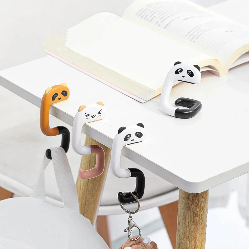 Cute Portable Bag Hook Animal Plastic Table Hook Purse Handbag Travel Bag Organizer Holder Office Decor Plastic Desk Side Hooks