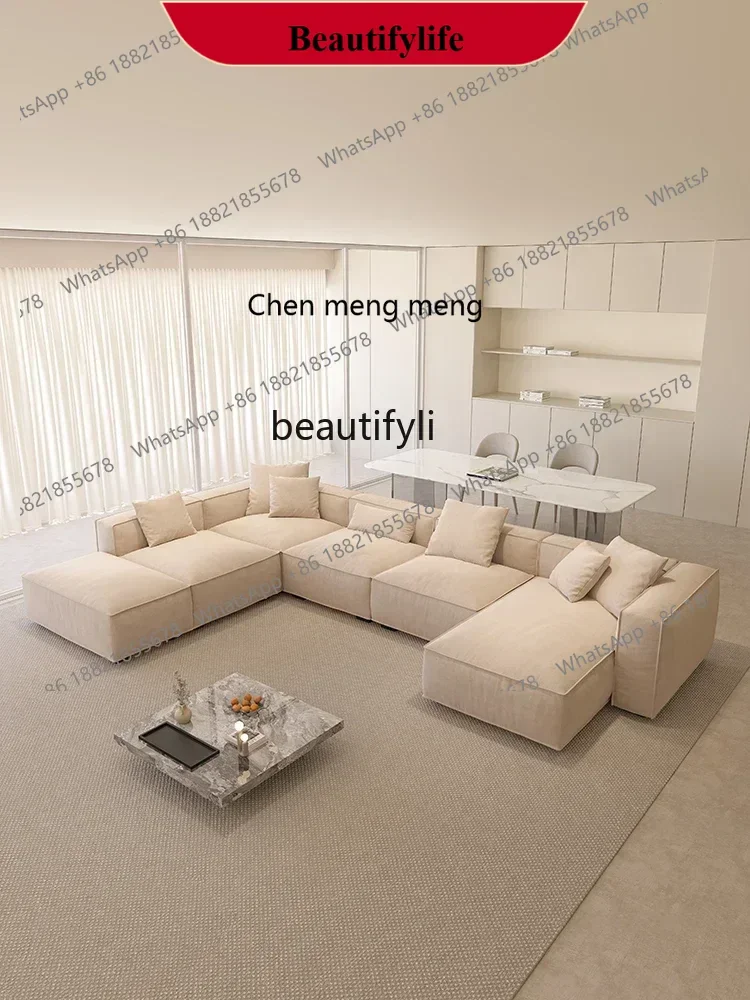 

z183 Tofu block sofa wabi silent wind matte cloth sofa one-word straight corner sofa home silent wind