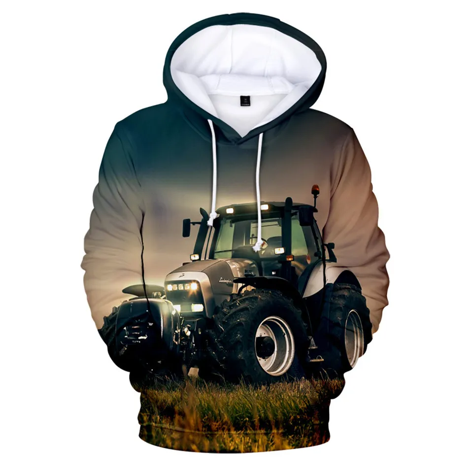 3 To 14 Years Kids Hoodies Novelty Tractor Pattern 3D Hoodie Sweatshirt Boys Girls Anime Cartoon Jacket Coat Children Clothes