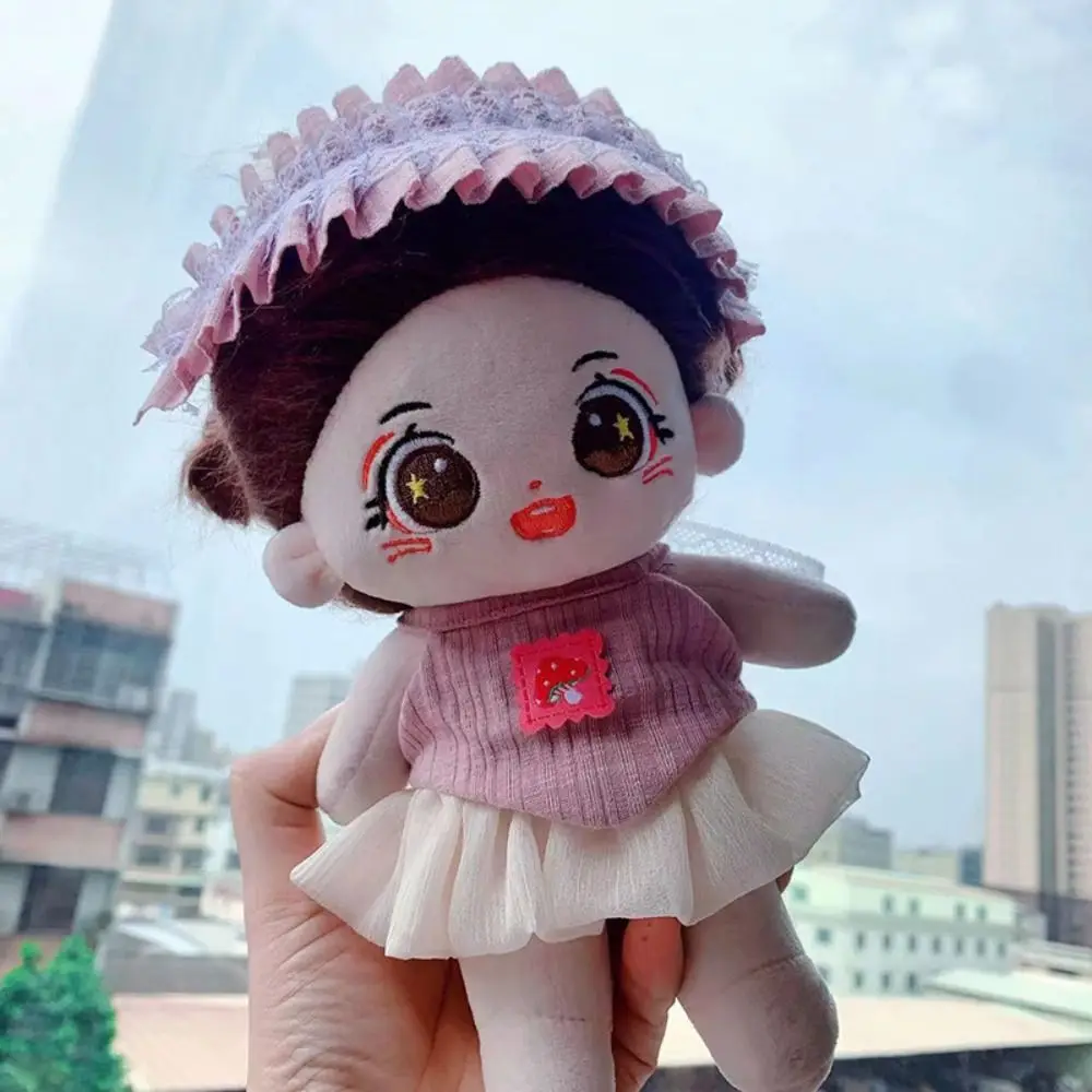 Head Cover 20cm Cotton Doll Dress Shoulder Strap Skirt Lolita Cotton Doll Clothes Sweet Mimi Plush Toy Clothes Doll Accessories