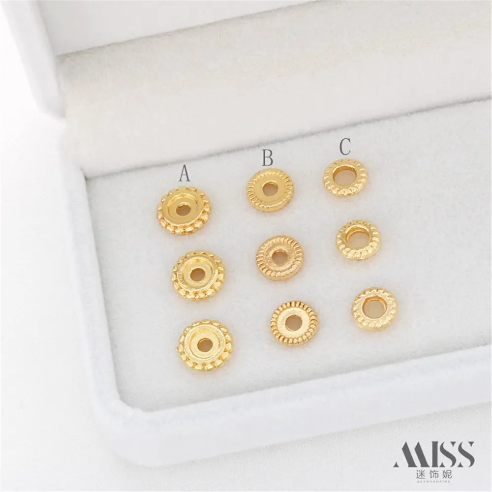 14K Gold-wrapped Color-preserving Thread Tire Pattern Concave Gear Edge Spacer Bead Spacer DIY Handmade Jewelry Accessories