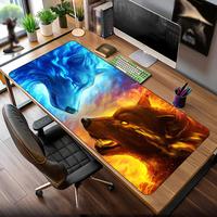 Fire Wolf and Ice Wolf Mouse Pad Desk Mat Gaming pad Non-Slip Durable Starry Wolf Mouse carpet Suitable for Office and Gaming