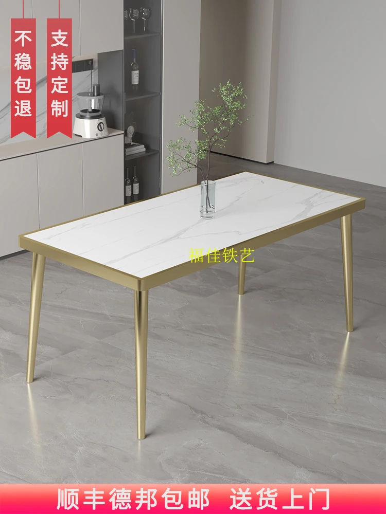 

Light luxury inlaid rock slab table legs square dining feet carbon steel rack inlaid with tiles tea table coffee tab