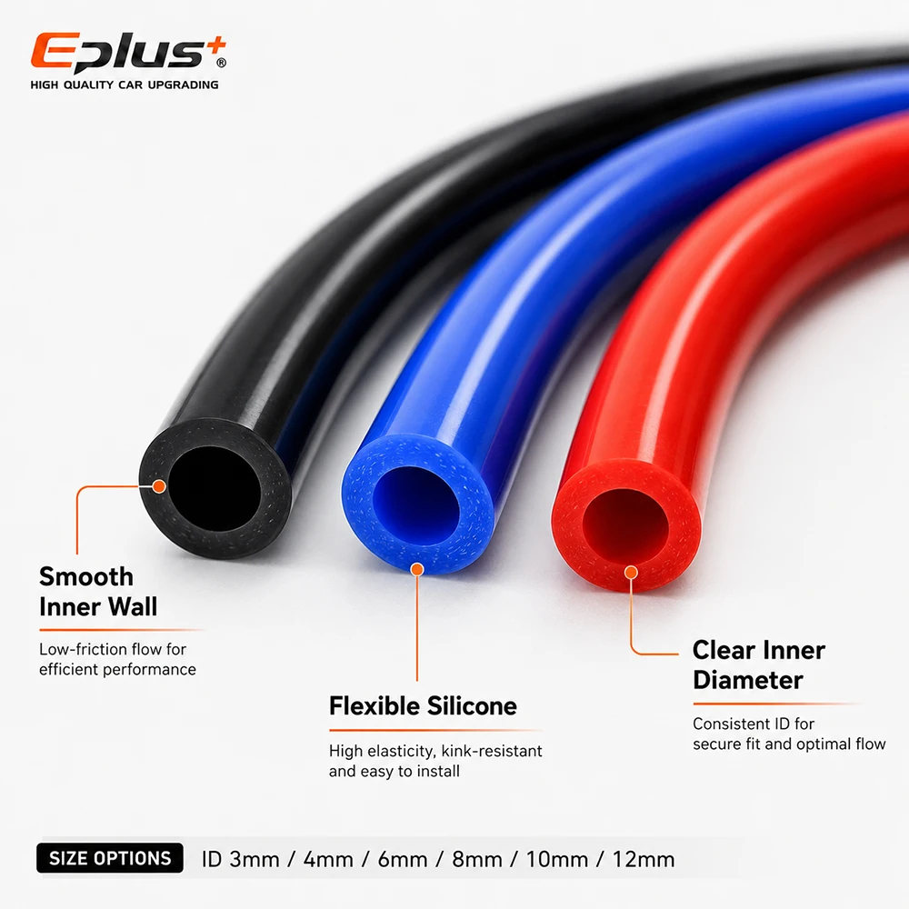 EPLUS Universeller Roter Blauer Schwarzer Silikon-Vakuumschlauch ID 3mm-12mm Hitzebeständig Flammhemmend Auto Motorrad Schlauch – Detail 3