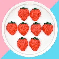 10pcs Cartoon Strawberry Flat Back Resin Charms Scrapbooking Food Art Supply DIY Bow Figurine Accessories Jewelry Making Crafts