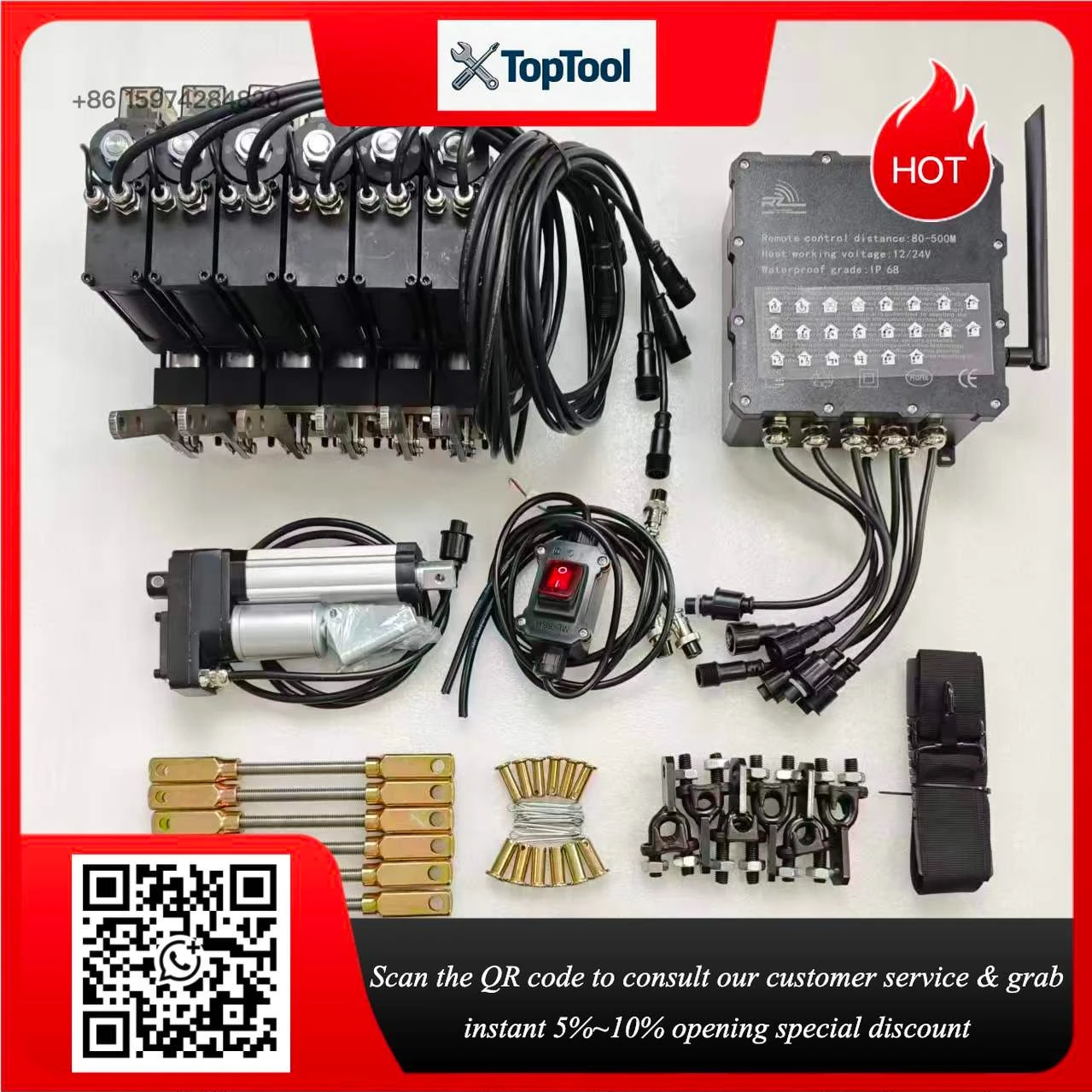 6-Channel wireless remote control with electromagnetic clutch configuration for truck cranes
