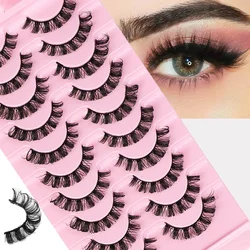 10 Pairs DD Curl Russian False Eyelashes 3D Mink Eyelashes Reusable Fluffy False Lashes eyelashes extensions