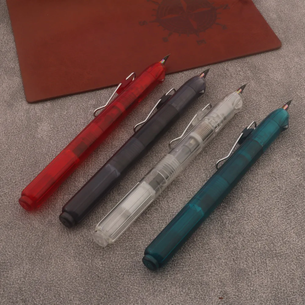 1pc press Fountain Pen plastic transparent Office School Supplies Writing Ink Pens