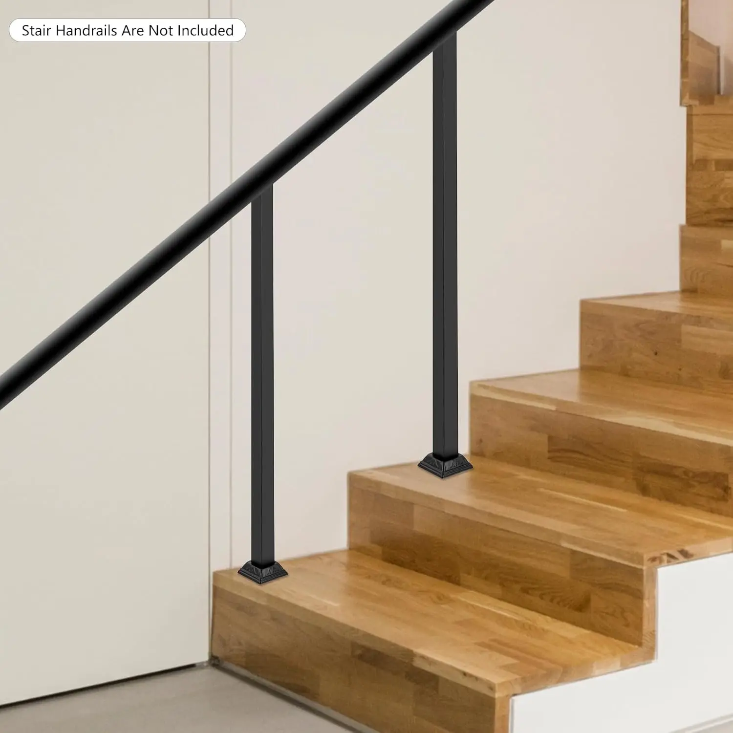 2 قطعة درابزين سطح أسود 38 بوصة طقم درابزين من الحديد المطاوع ، طقم عمود درابزين من الألومنيوم ، للخطوات ، الدرج ، سطح السفينة ، سلالم الفناء #4