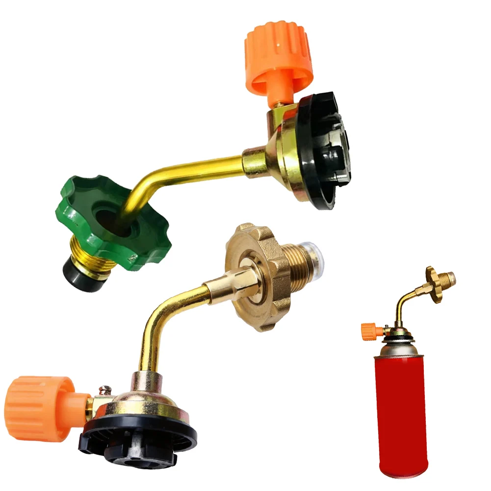 1Pc Portable Gas Tank Inflation Valve Adapter 180g Capacity Butane Refill Connector With Control Switch For Camping Hiking