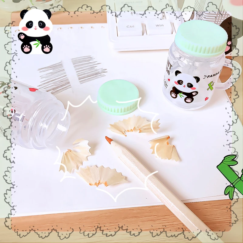 Sacapuntas de lápices con forma de taza de panda para niños, artículos de papelería kawaii, Material Escolar, Material de oficina, equipo escolar