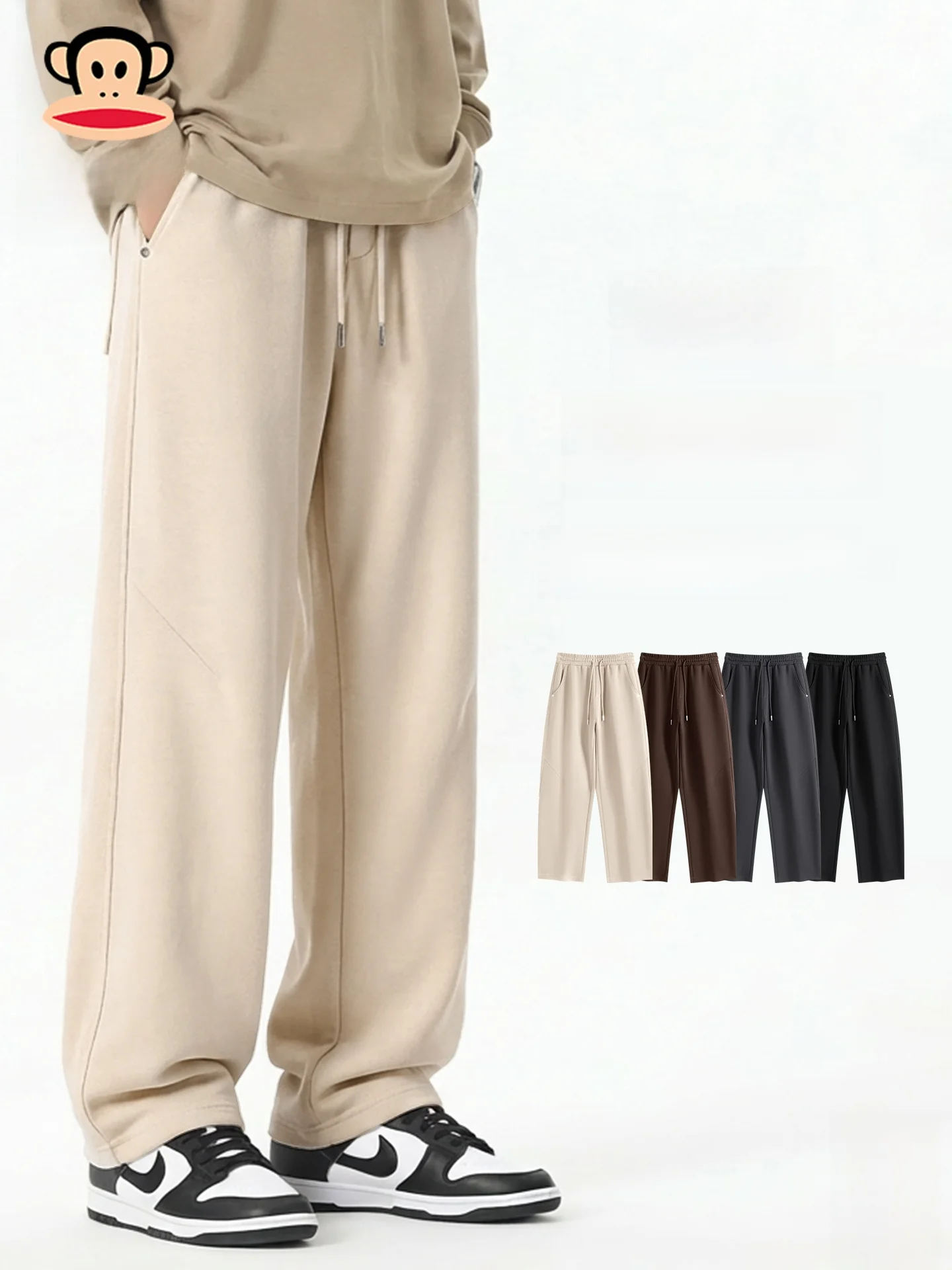 

Мужские спортивные брюки American Sle Casual: Новинка весенней коллекции, свободные прямые штаны, черно-белые, прямого кроя