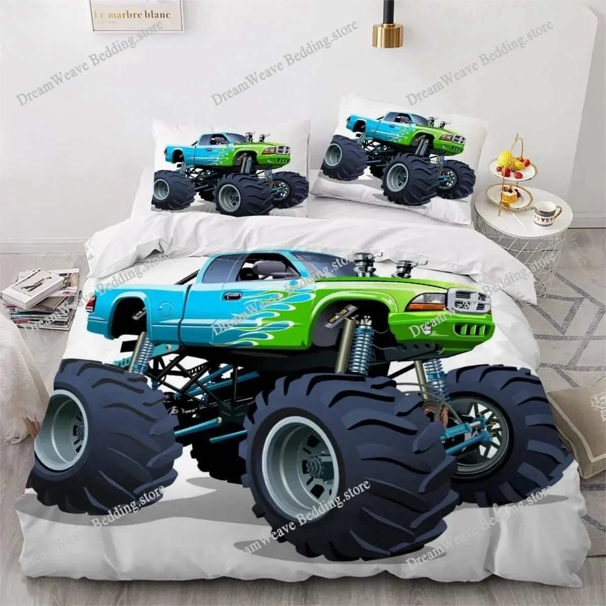 Cartoon Monster Trucks Duvet Cover Exquisite Digital Printing Bedding Set Comforter Bed Youth Home Decor Kids Girl Boys Gift
