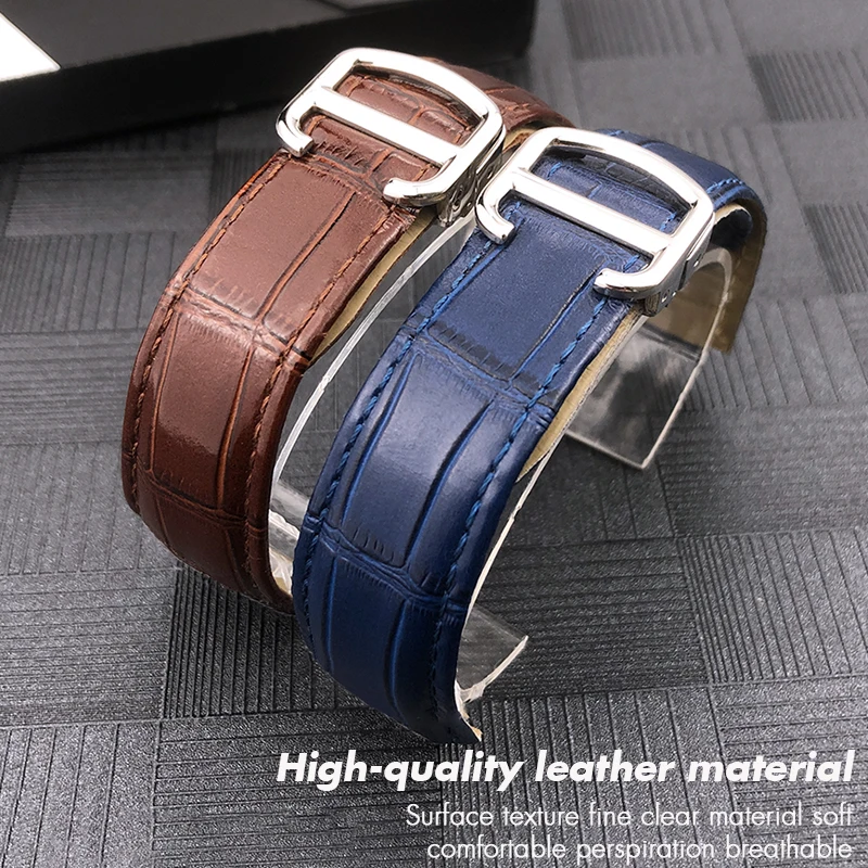 14mm 16mm 18mm 20mm 22mm Genuine Leather Cowhide Watchband fit for Cartier Black Blue Pink Watch Strap Bracelets Free Tools